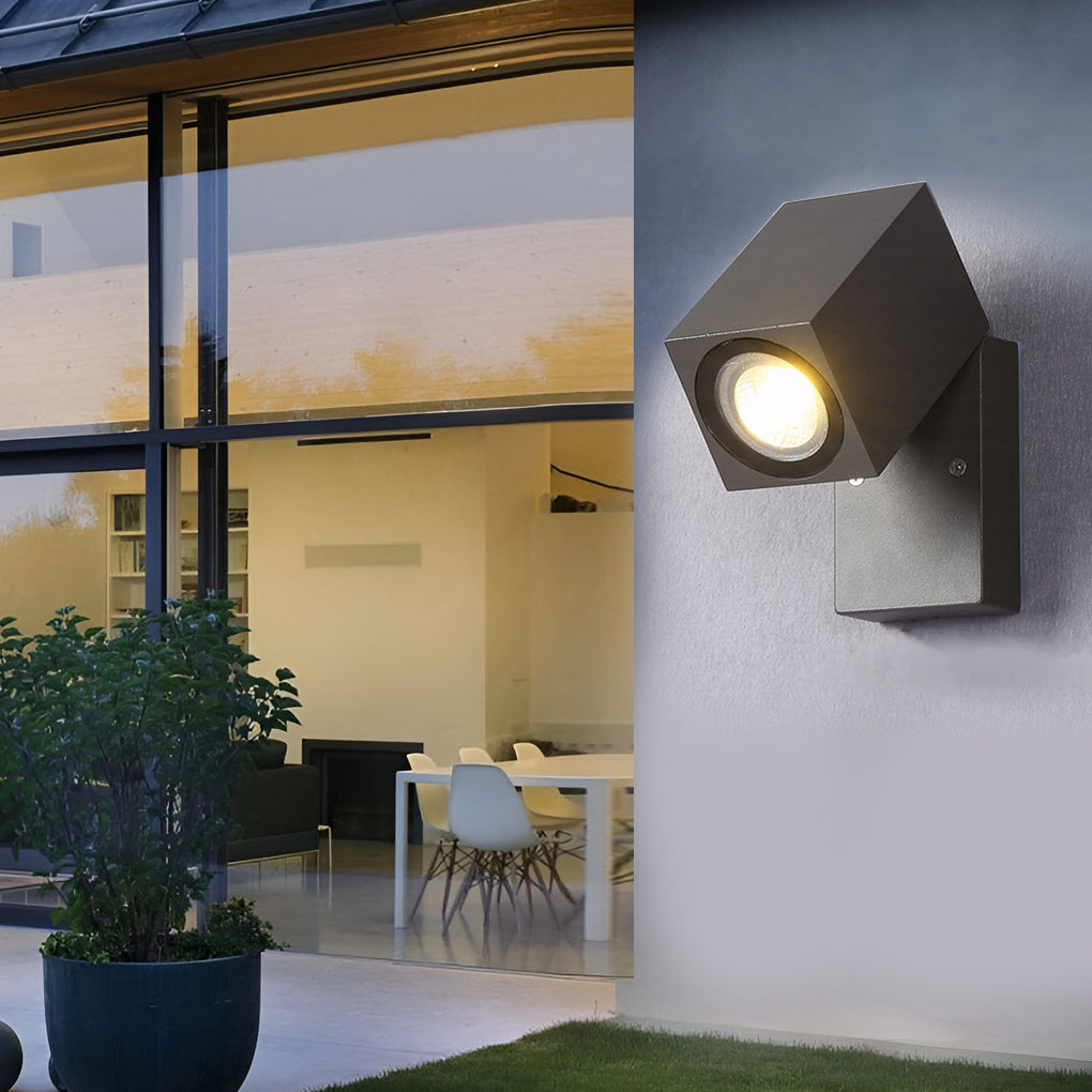 Outdoor LED Sensor Wall Light Black Waterproof Square Design