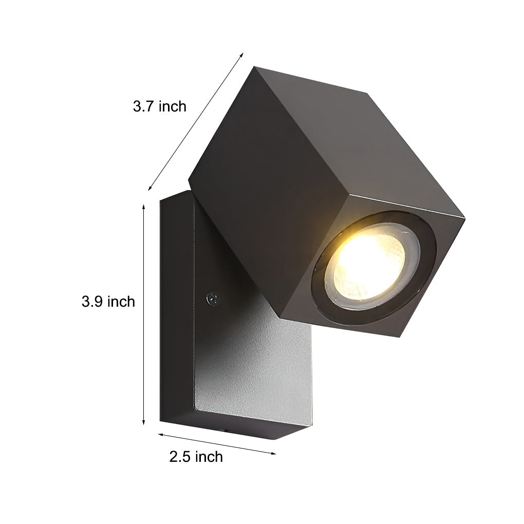 Outdoor LED Sensor Wall Light Black Waterproof Square Design