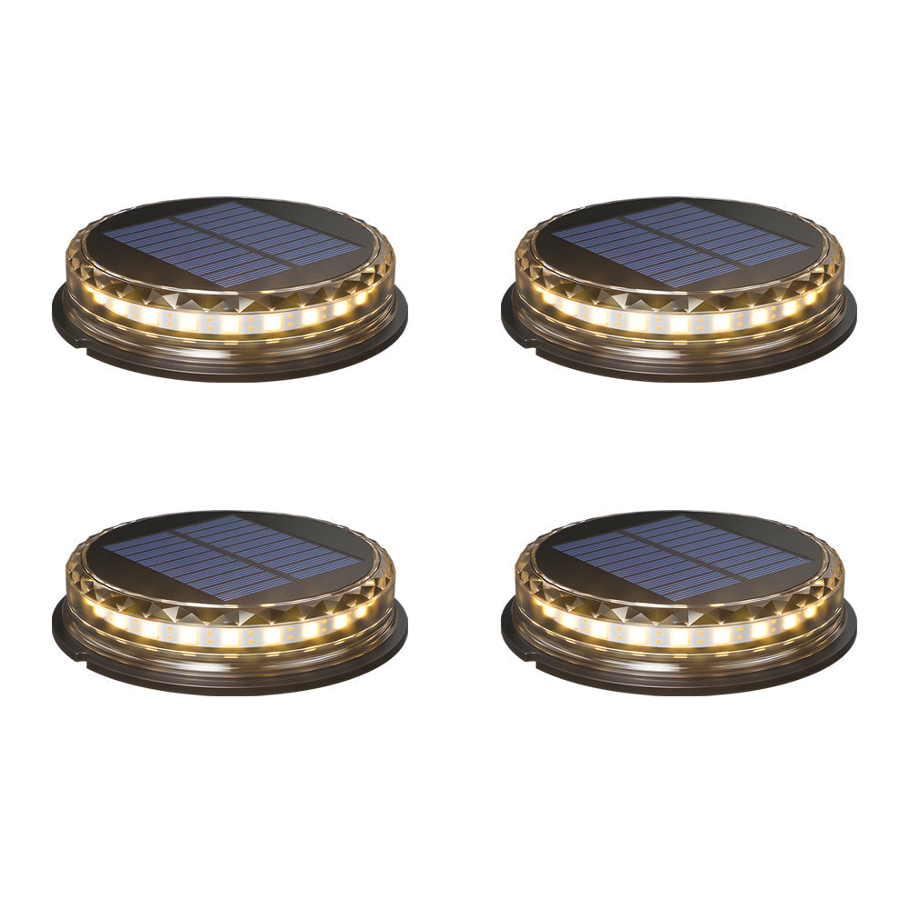 4 Pcs Solar Disc Lights LED Landscape Lighting Black Modern Outdoor Garden Lights
