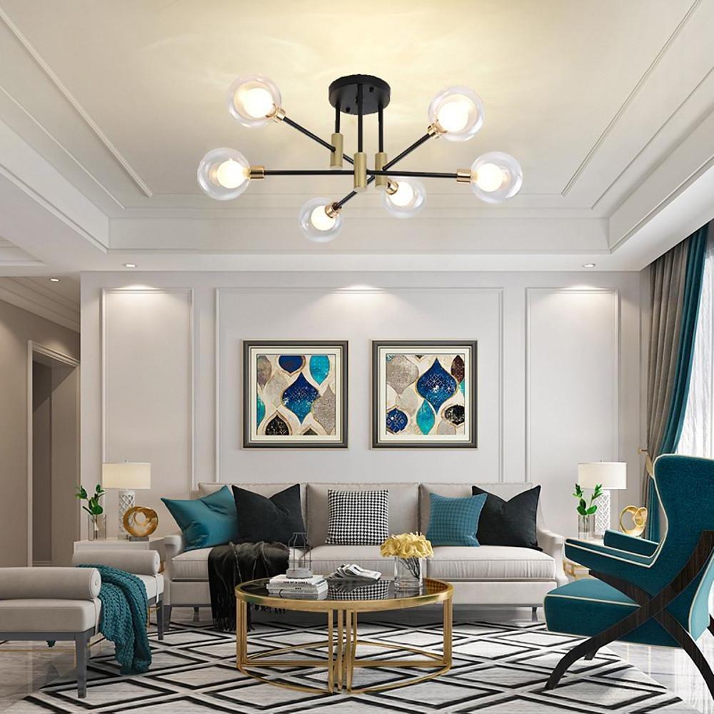 Modern Metal Glass Sputnik LED Ceiling Light for Bedroom