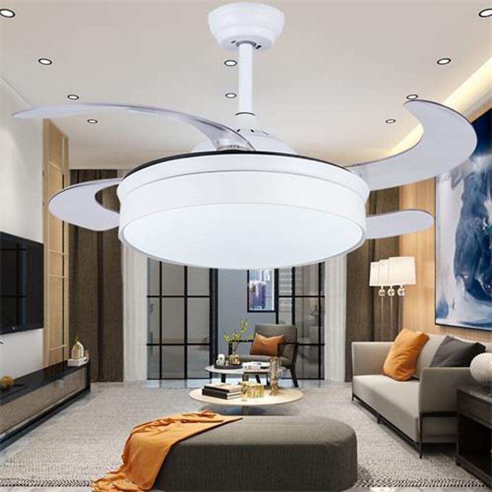 15/19-In Round LED Nordic Retractable Ceiling Fan with Lights