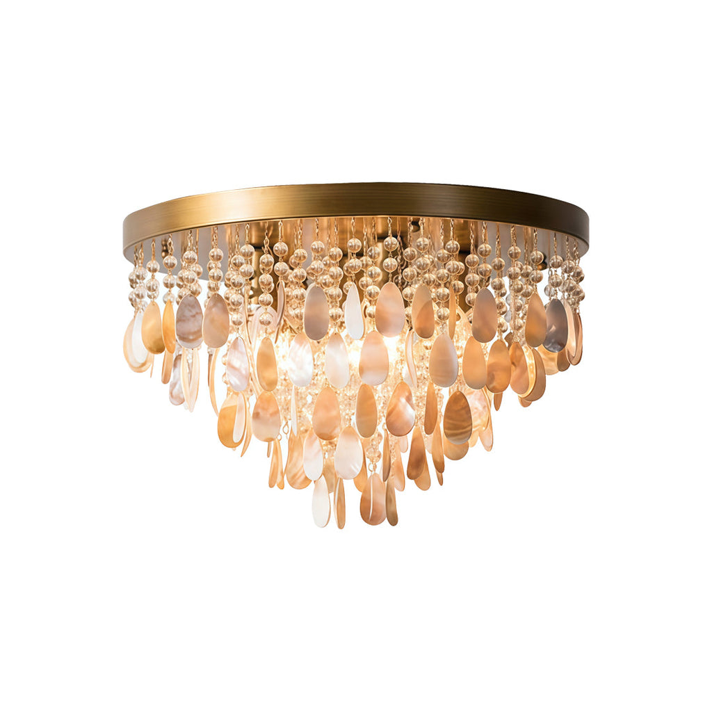 Shell Flush Mount Crystal Ceiling Light - American Style, Elegant Design, Modern Lighting, Home Decor, Ceiling Fixture