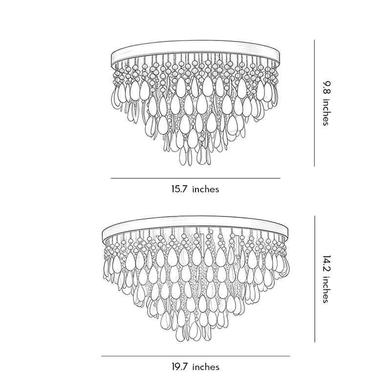 Shell Flush Mount Crystal Ceiling Light - American Style, Elegant Design, Modern Lighting, Home Decor, Ceiling Fixture