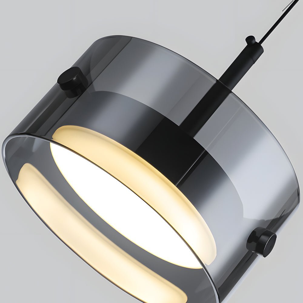 Short Cylinder Glass Pendant Light - 3 Step Dimming LED - Smoke Gray Nordic Design