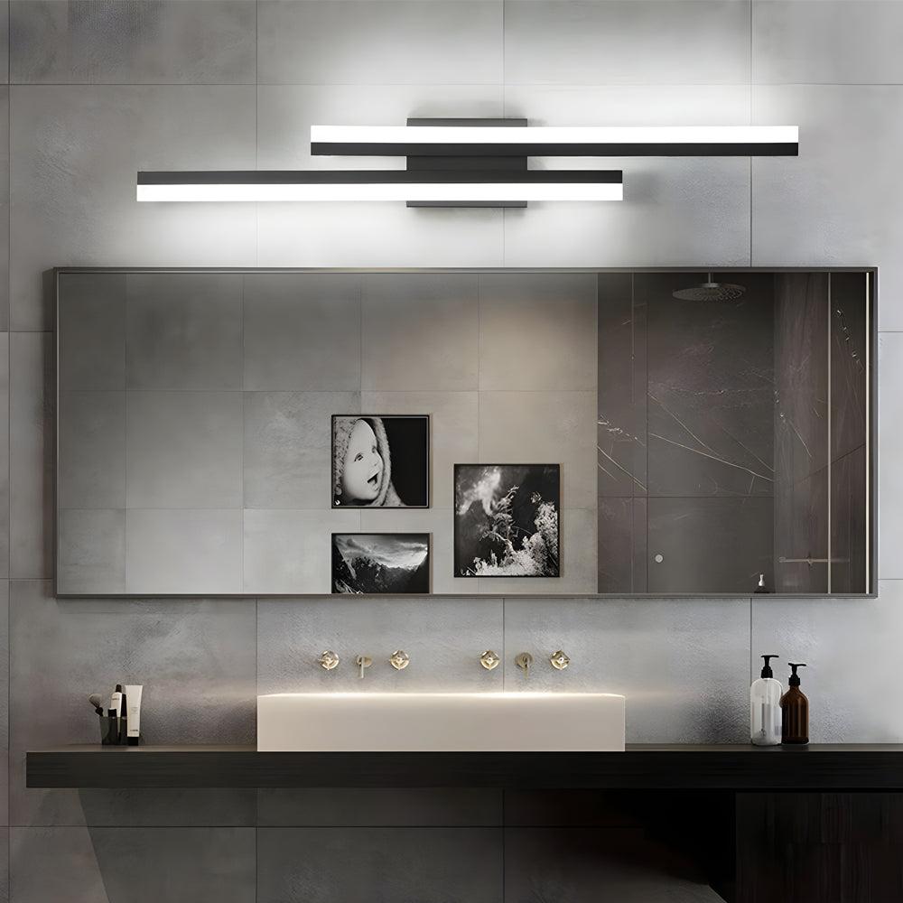 Modern Asymmetric Metal Side Vanity Lights for Bathroom, Contemporary Bathroom Lighting Fixtures, Stylish LED Vanity Lighting, Sleek Asymmetric Design, Wall Mounted Vanity Lights, Minimalist Bathroom Lighting, Decorative Metal Wall Lights for Home, Trendy