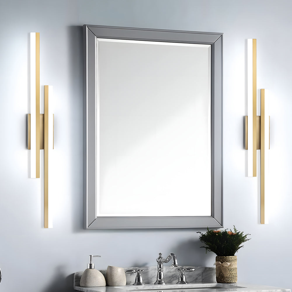 Modern Asymmetric Metal Side Vanity Lights for Bathroom, Contemporary Bathroom Lighting Fixtures, Stylish LED Vanity Lighting, Sleek Asymmetric Design, Wall Mounted Vanity Lights, Minimalist Bathroom Lighting, Decorative Metal Wall Lights for Home, Trendy