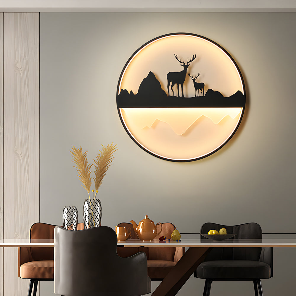 Silhouette Outdoor LED Deer Mountain Wall Light