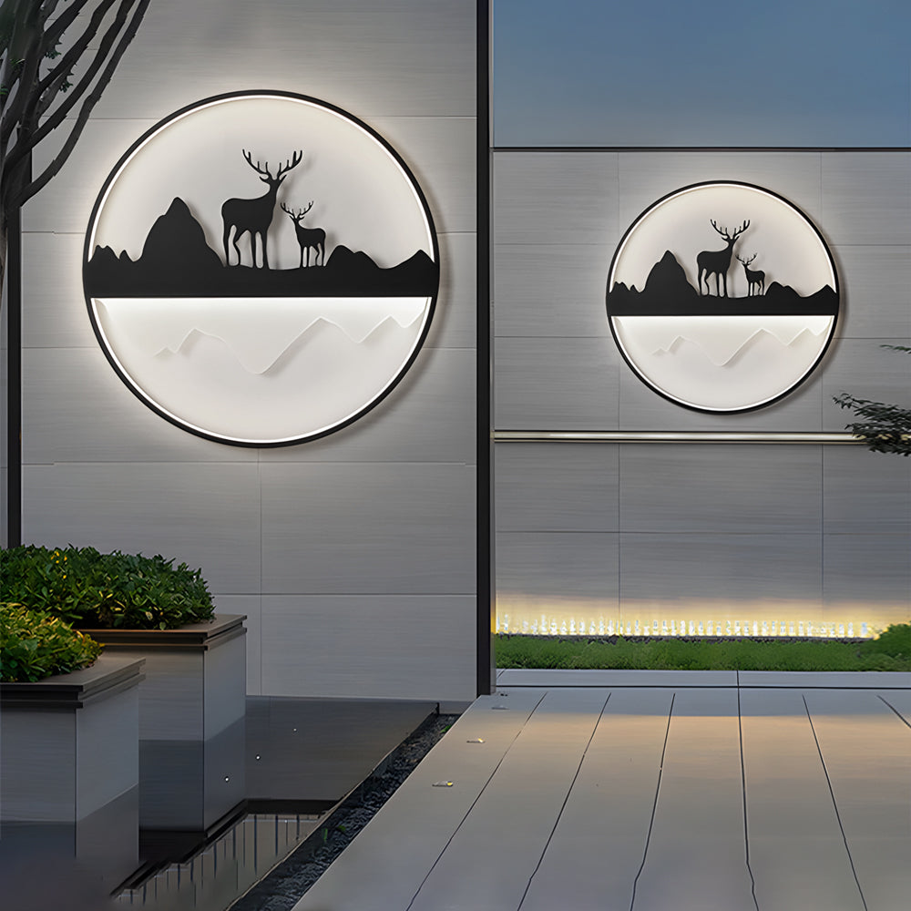 Silhouette Outdoor LED Deer Mountain Wall Light