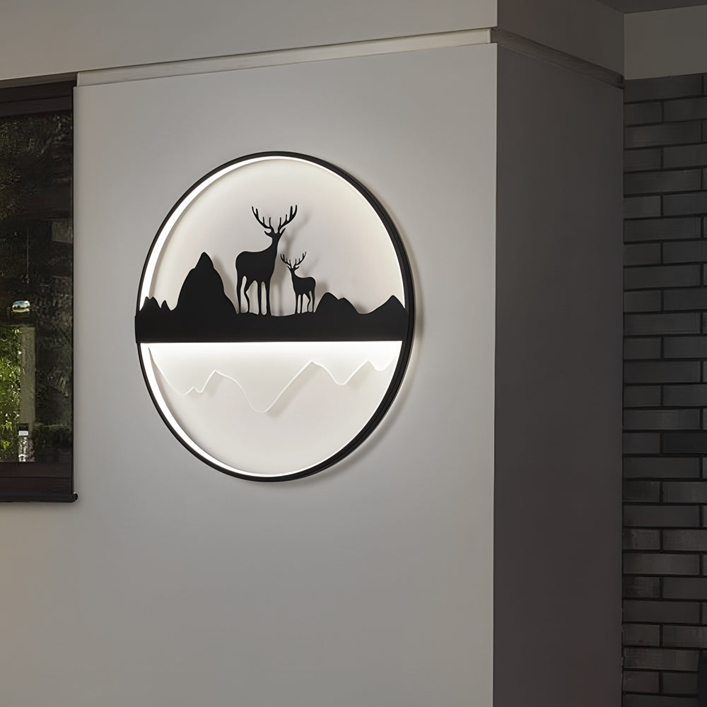 Silhouette Outdoor LED Deer Mountain Wall Light