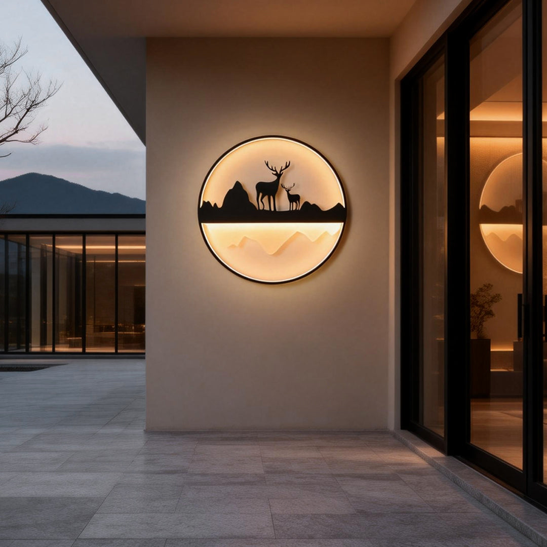 Silhouette Outdoor LED Deer Mountain Wall Light