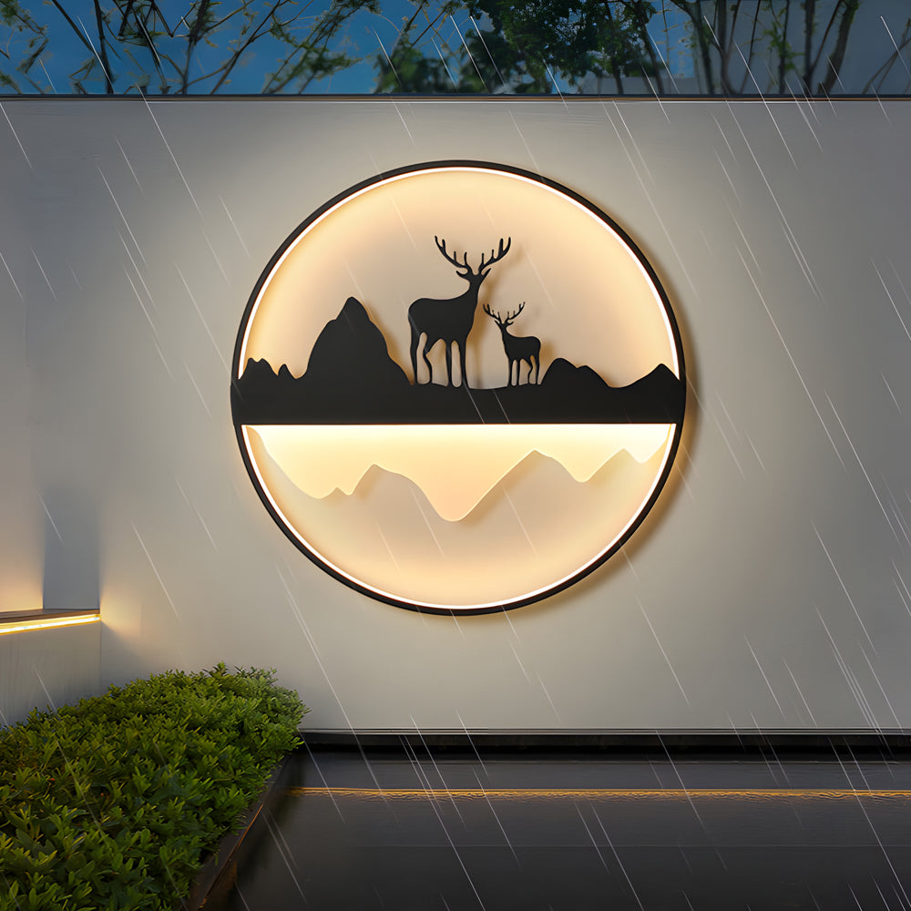 Silhouette Outdoor LED Deer Mountain Wall Light