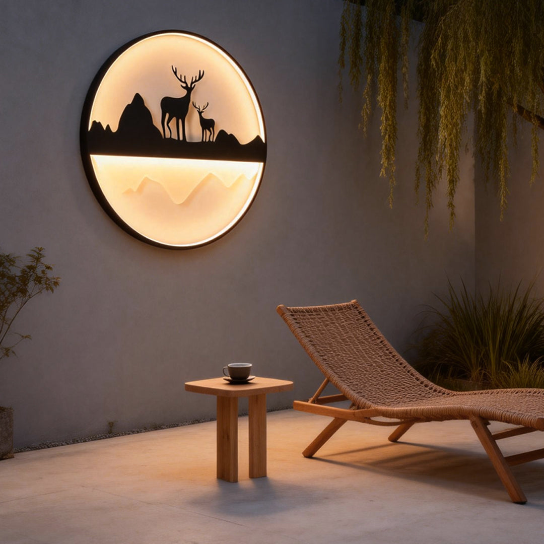 Silhouette Outdoor LED Deer Mountain Wall Light