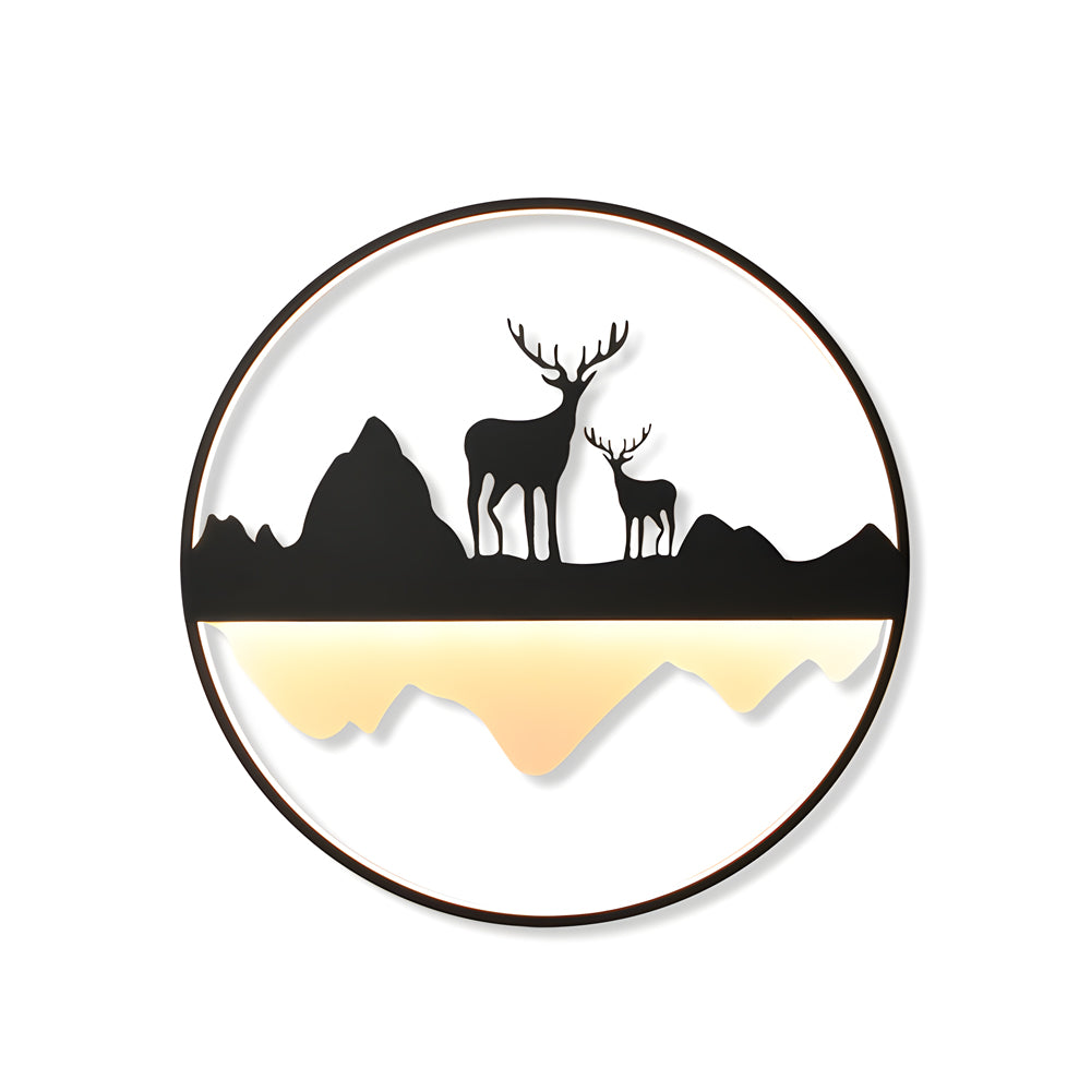 Silhouette Outdoor LED Deer Mountain Wall Light