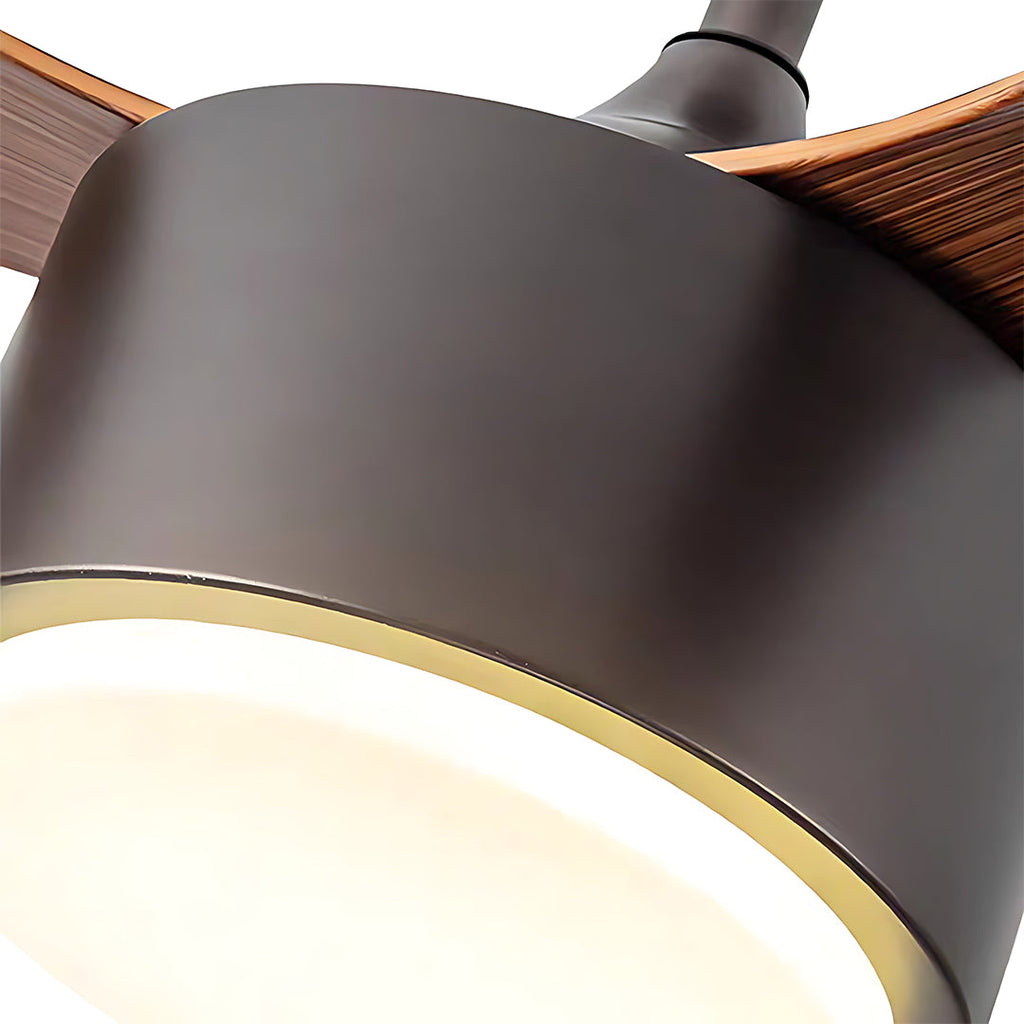 Silver Ceiling Fan with Light Wood Grain LED Light