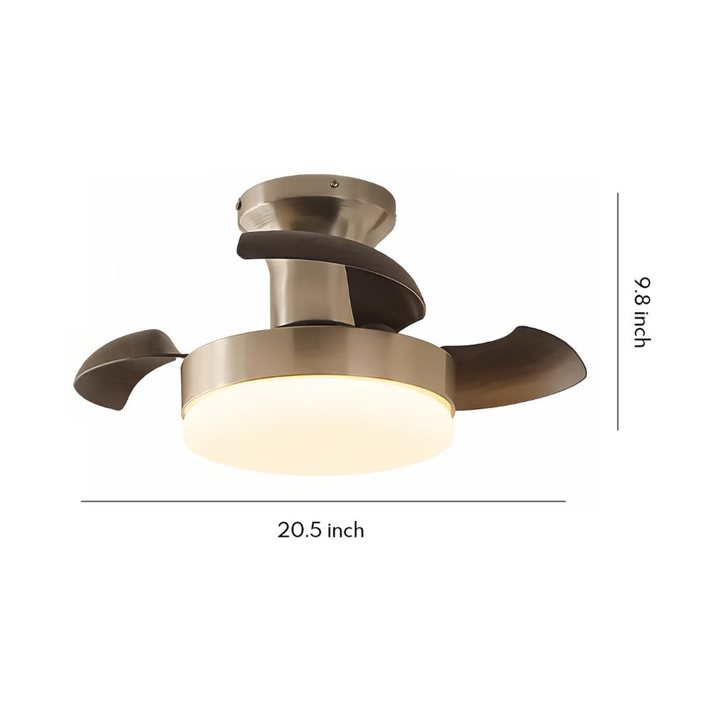 Silver Retro 3-Blade Ceiling Fan with Light - French Hardware Design