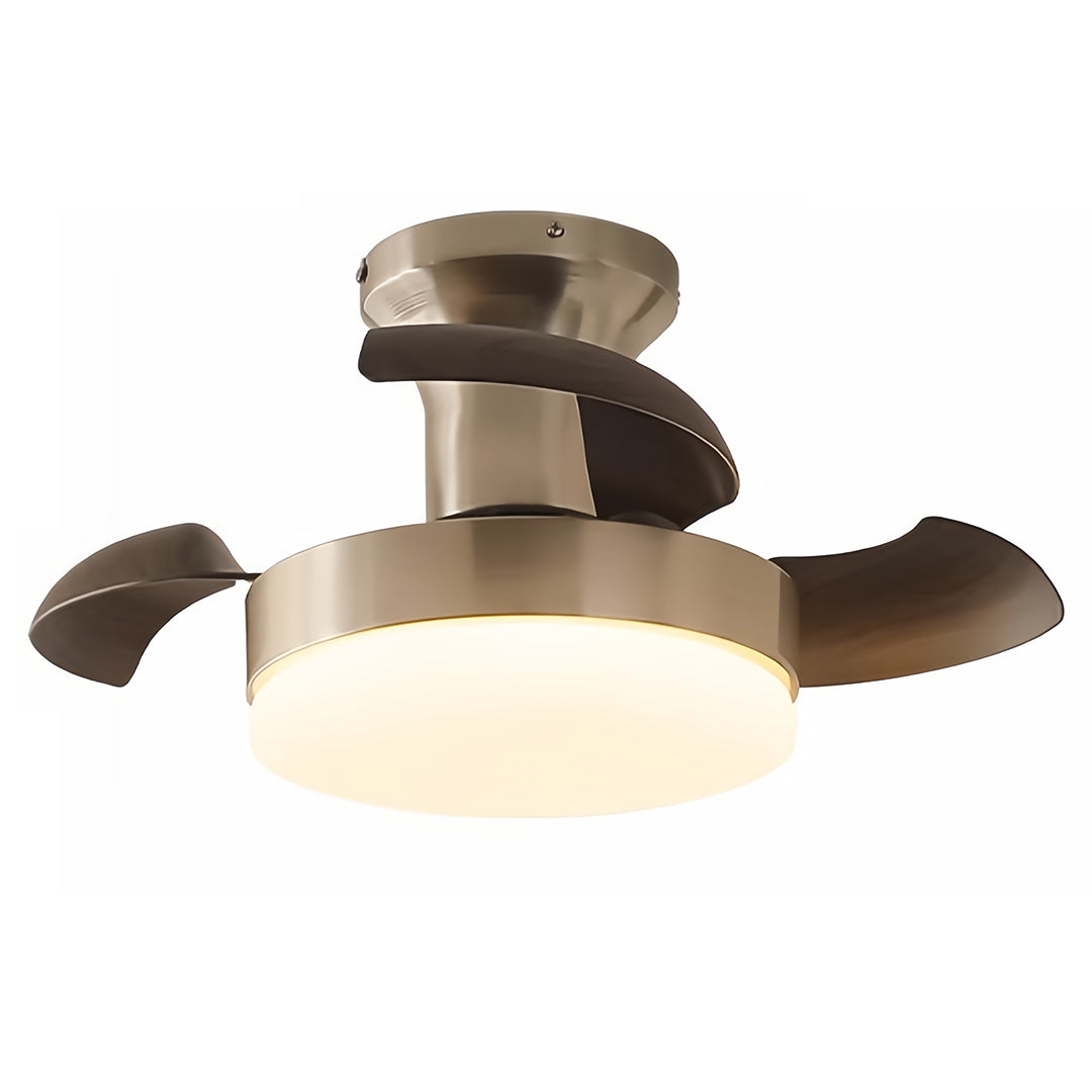 Silver Ceiling Fan with Light - French Retro 3-Blade Lamp Design