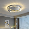 Silver Flush Mount Ceiling Light - Italian LED Round Crystal Fixture