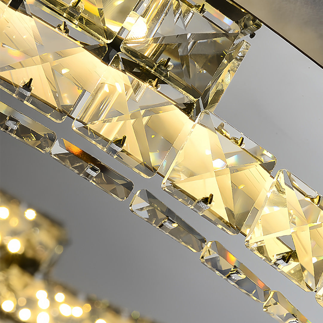 Silver Flush Mount Ceiling Light - Italian LED Round Crystal Fixture