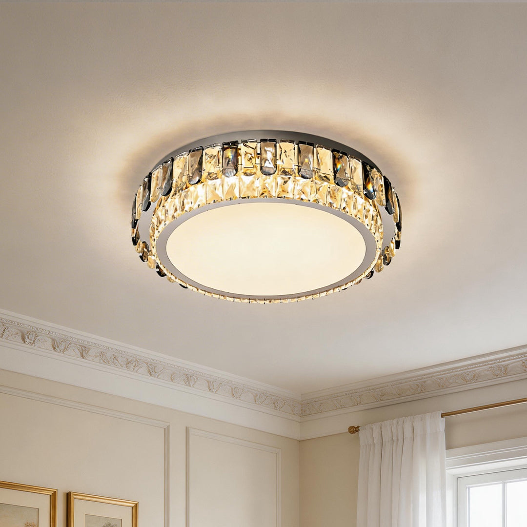 Flush Mount Luxury Metal Crystal LED Light Fixture