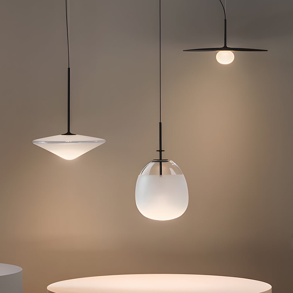 Simple Glass Iron UFO Ball LED Chandelier Postmodern Lighting