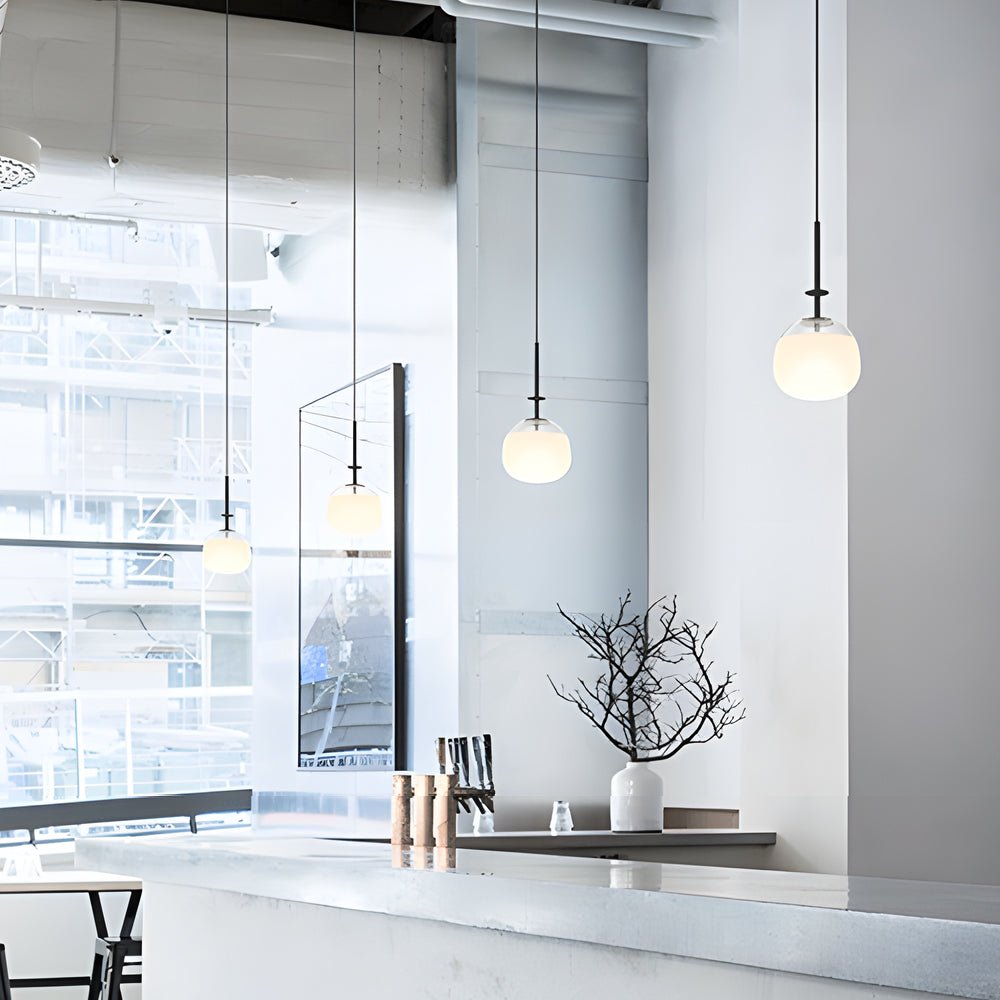 Simple Glass Iron UFO Ball LED Chandelier Postmodern Lighting