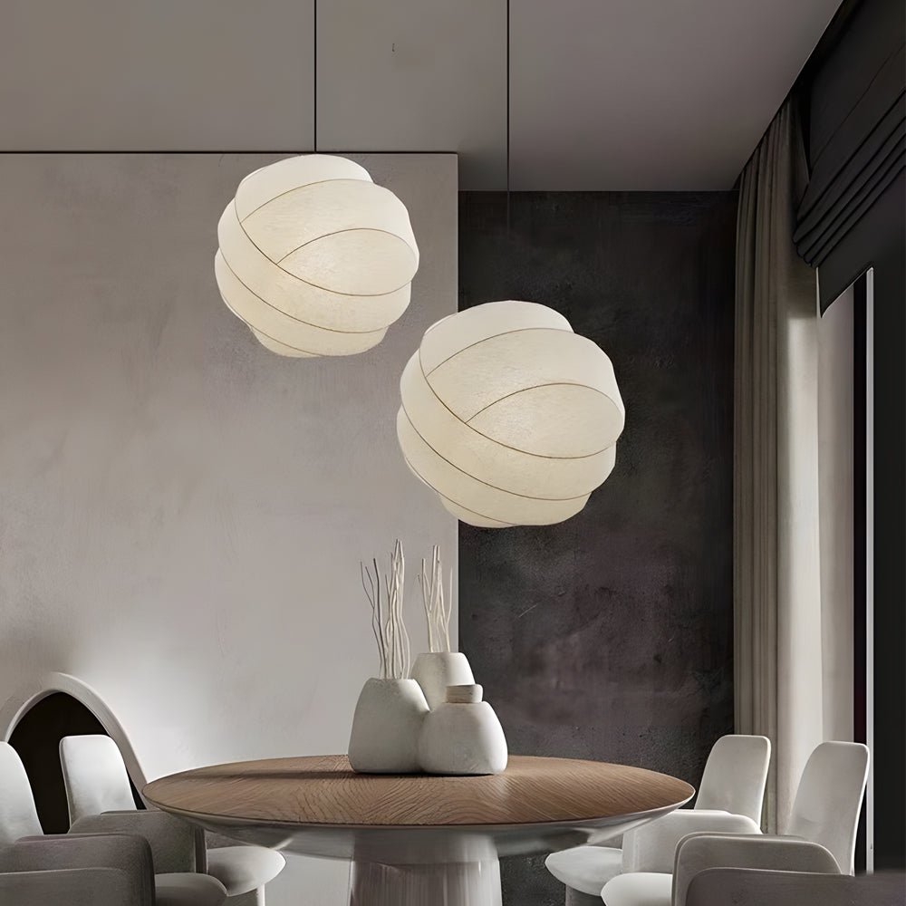 Iron Silk Fabric Ball Chandelier - Wabi-Sabi Japanese Style Light Fixture