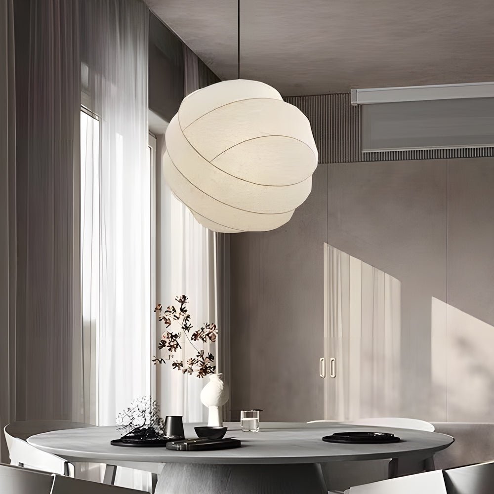 Iron Silk Fabric Ball Chandelier - Wabi-Sabi Japanese Style Light Fixture