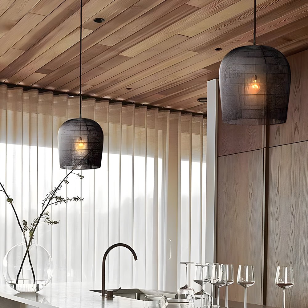 Iron Woven Wabi-Sabi Zen Lantern Chandelier
