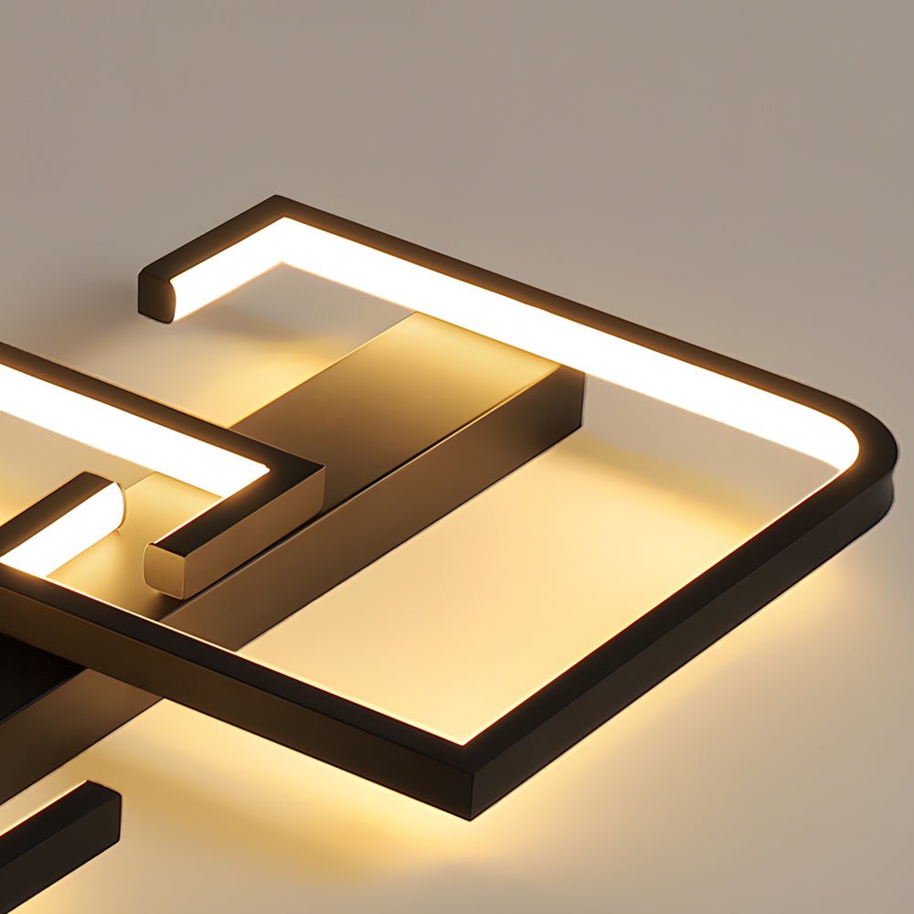 Modern LED Square Frame Ceiling Light - 3 Step Dimming, Black Finish