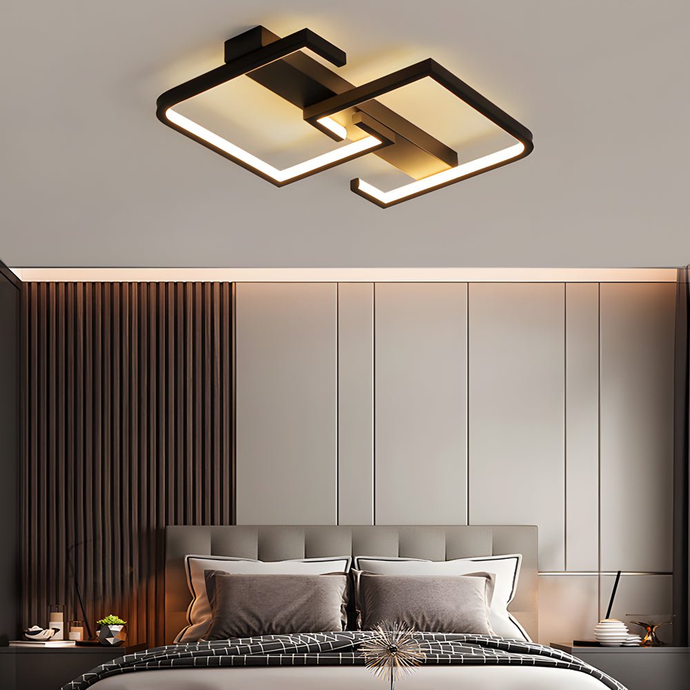 Modern LED Square Frame Ceiling Light - 3 Step Dimming, Black Finish