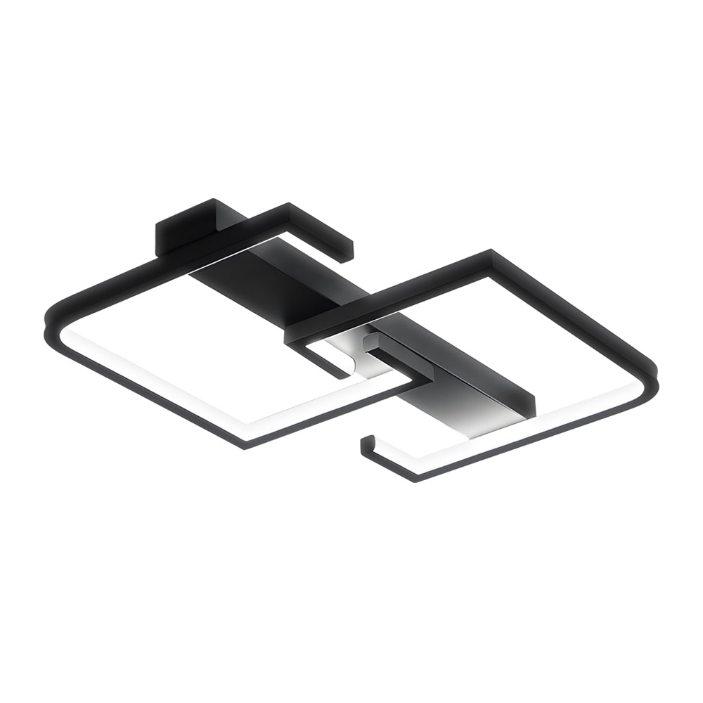 Modern LED Square Frame Ceiling Light - 3 Step Dimming, Black Finish