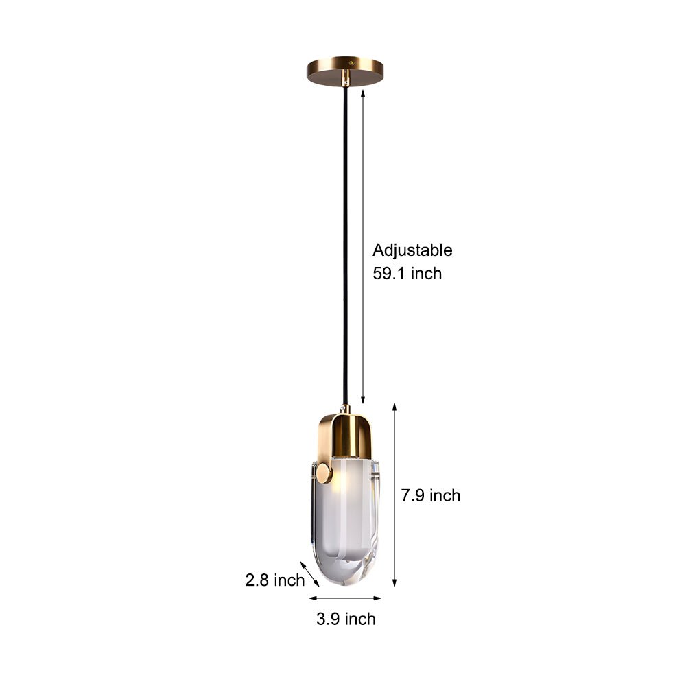 Luxury Crystal Dimming Copper Pendant Light - Modern 3-Step Lighting