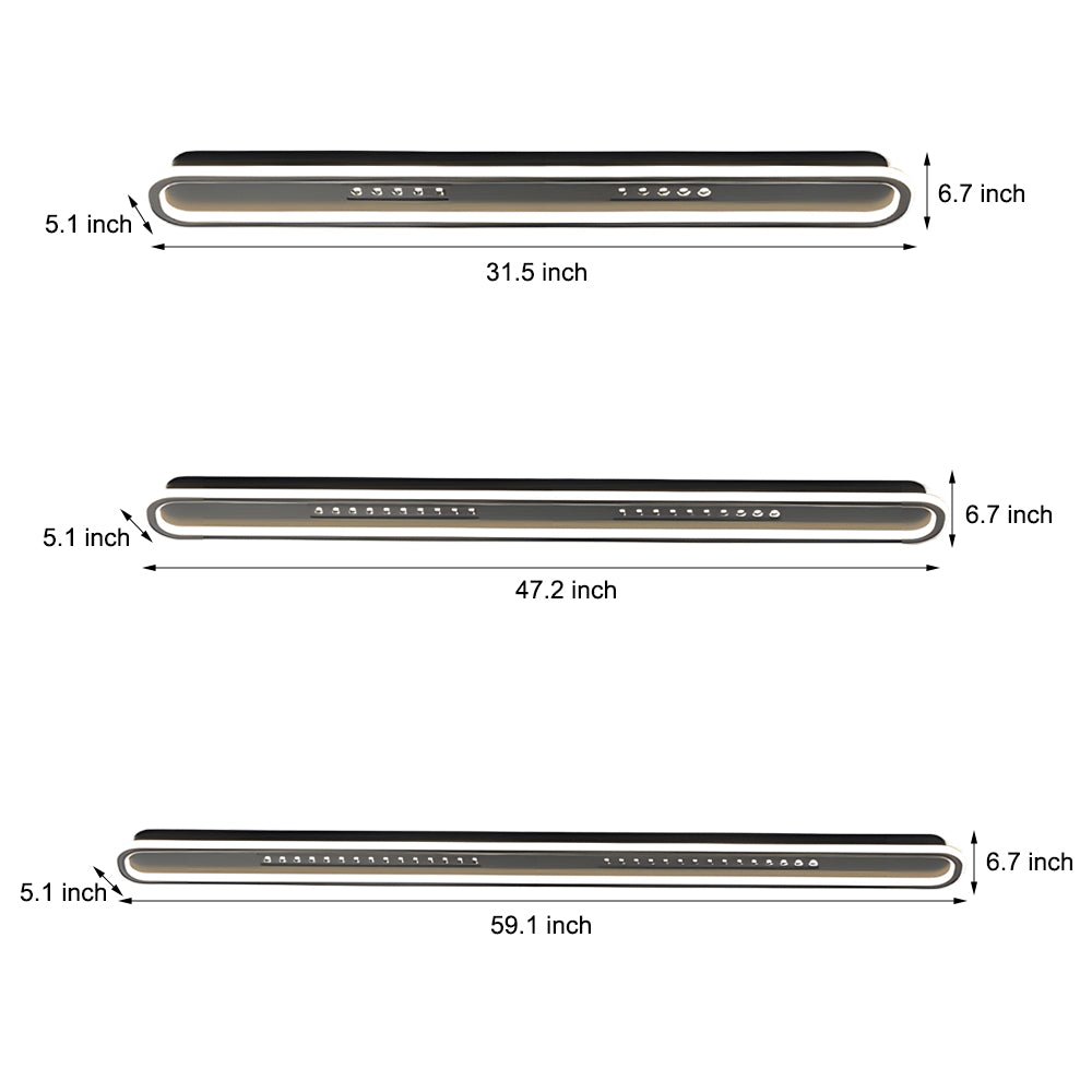 Modern Rounded Rectangular Three-Step Dimming Ceiling Light Fixture