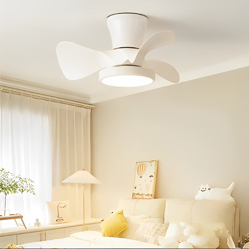Simple White Ceiling Fan with Light Remote Control Silent Operation