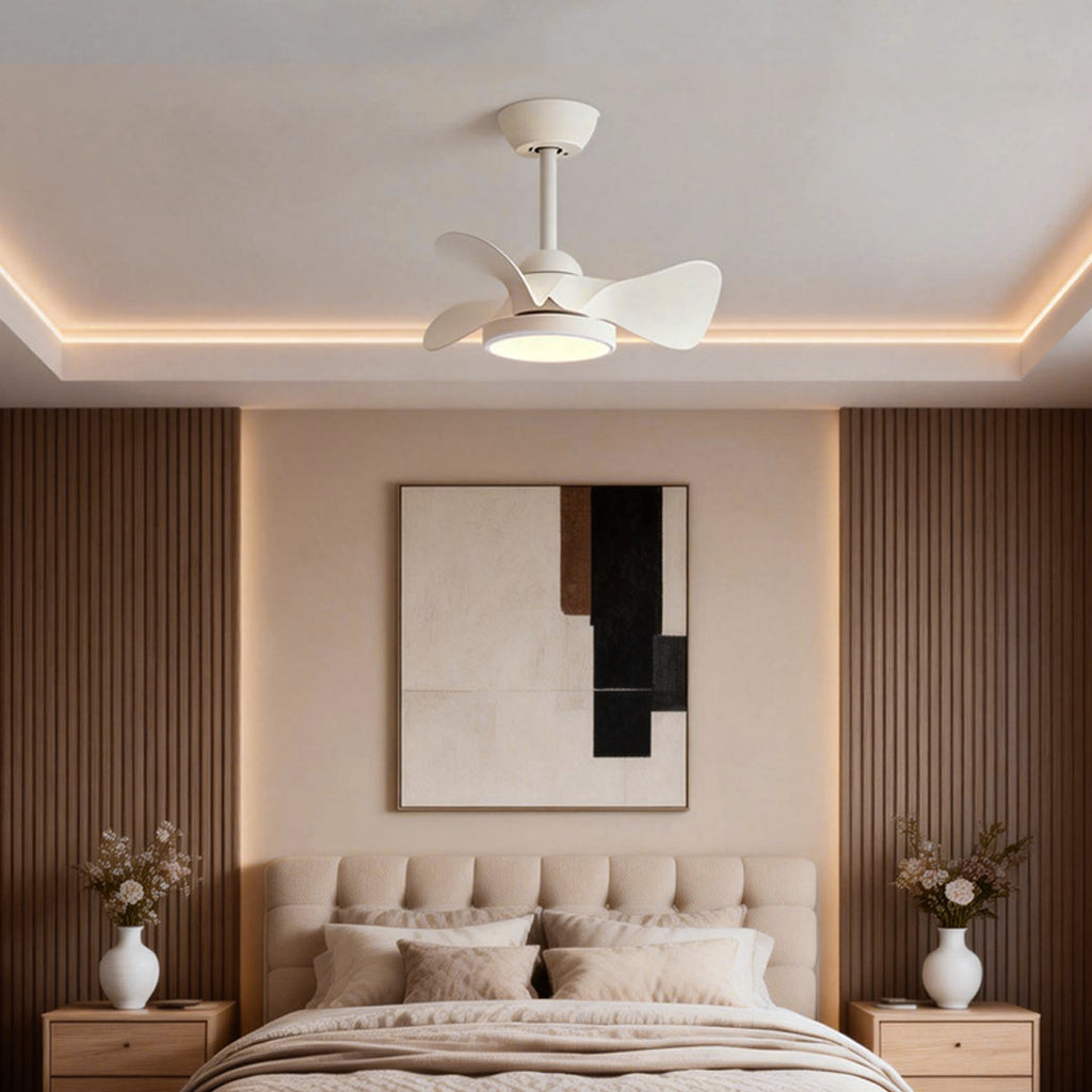 Simple White Ceiling Fan with Light Remote Control Silent Operation