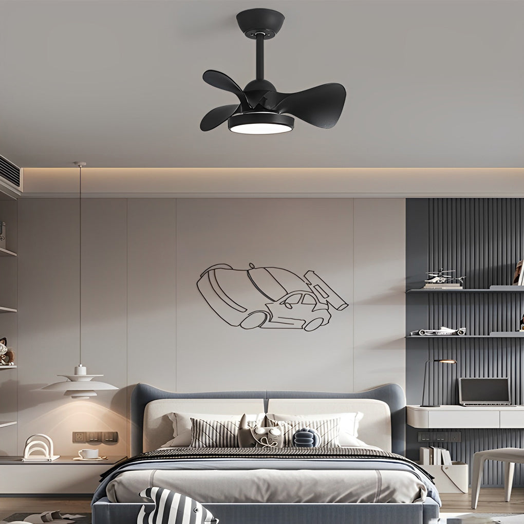 Simple White Ceiling Fan with Light Remote Control Silent Operation