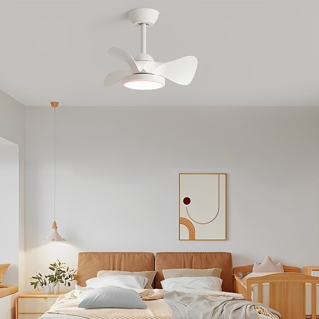 Simple White Ceiling Fan with Light Remote Control Silent Operation
