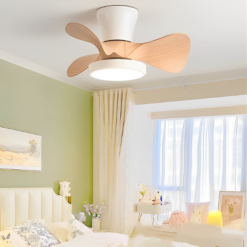 Simple White Ceiling Fan with Light Remote Control Silent Operation