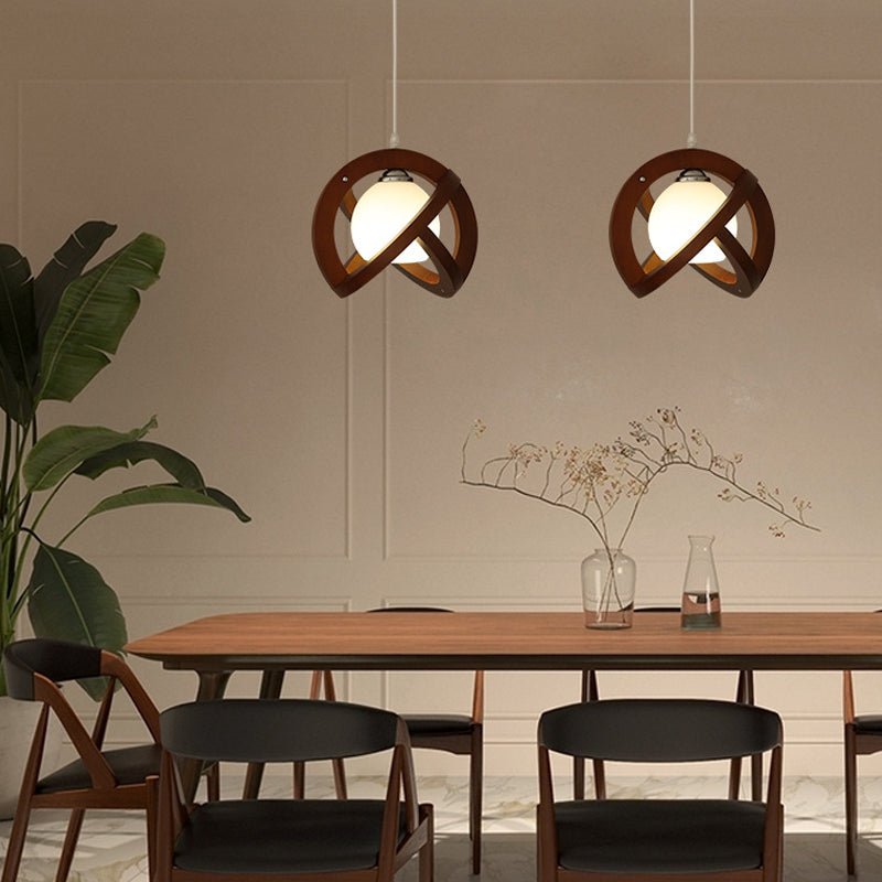Wabi-Sabi Wood Glass LED Pendant Light - Three Step Dimming