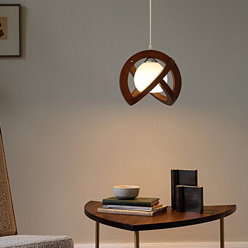 Wabi-Sabi Wood Glass LED Pendant Light - Three Step Dimming
