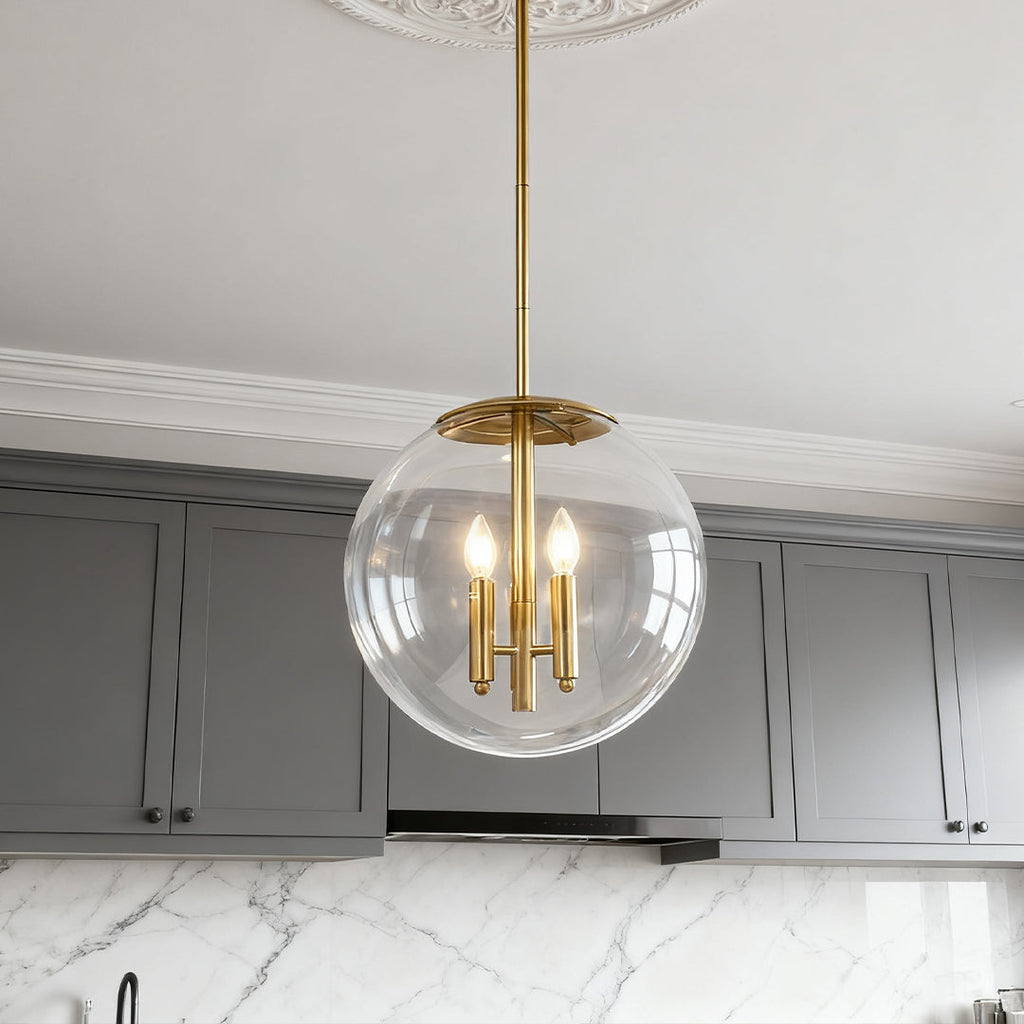 Clear Globe Pendant Light - Elegant Transparent Glass Ceiling Fixture