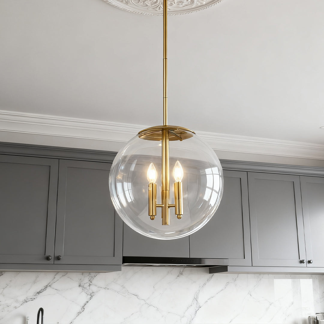 Clear Globe Pendant Light - Elegant Transparent Glass Ceiling Fixture