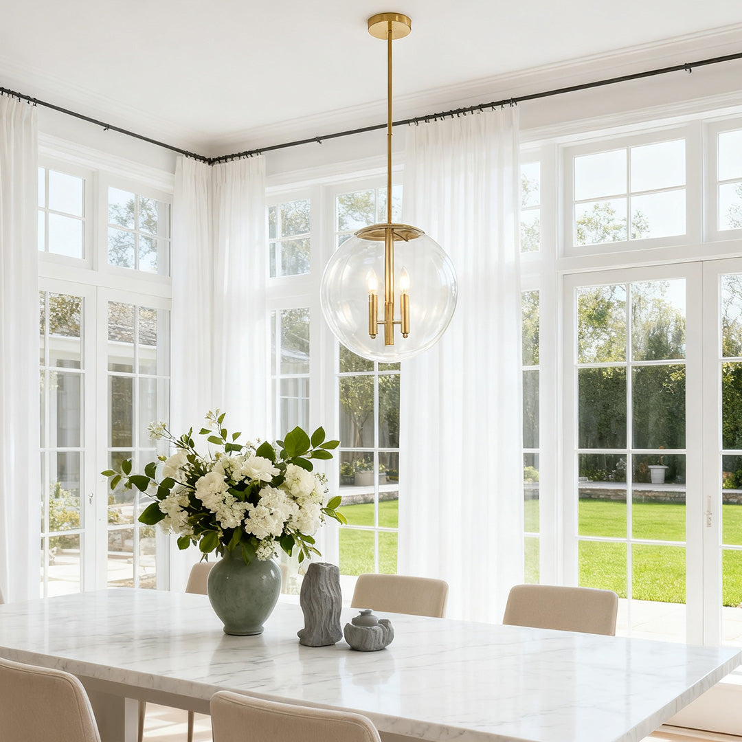 Clear Globe Pendant Light - Elegant Transparent Glass Ceiling Fixture