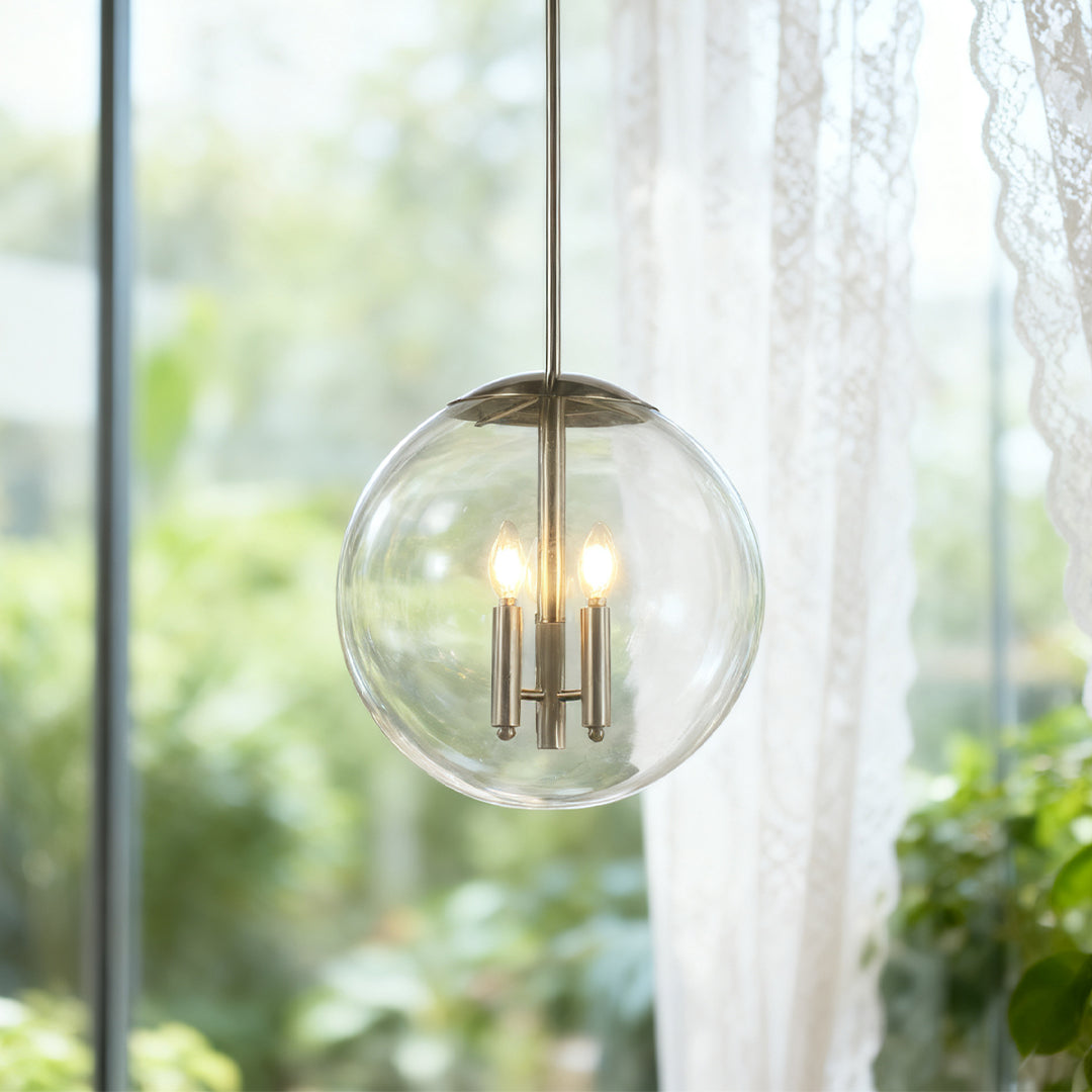 Glass Orb Pendant Light - Contemporary Chic Silver Ceiling Fixture