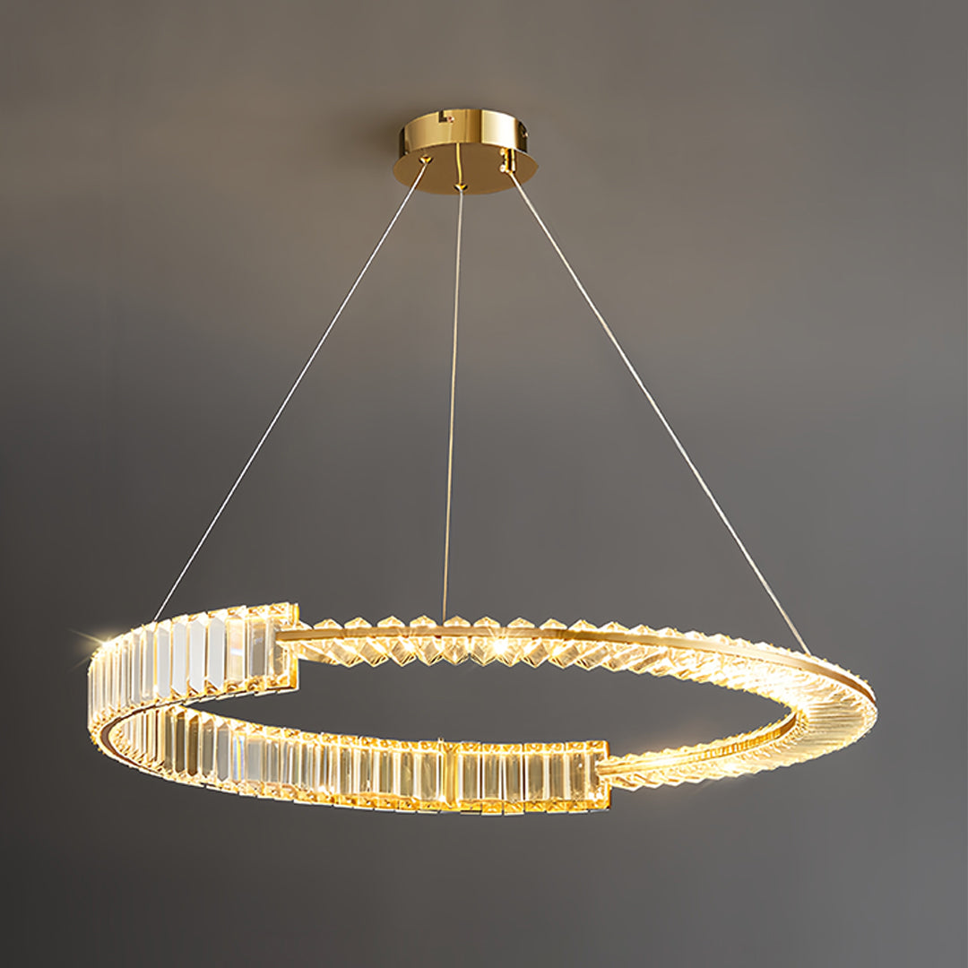 Gold Crystal Chandelier Dimmable LED Modern Ceiling Light
