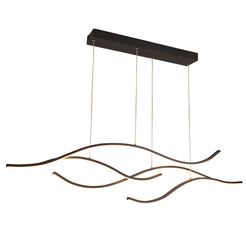 Curved Wavy LED Pendant Light - Modern Metal Ceiling Fixture
