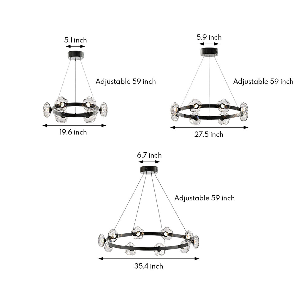 LED Dome Glass Ring Chandelier - Modern Nordic Ceiling Light