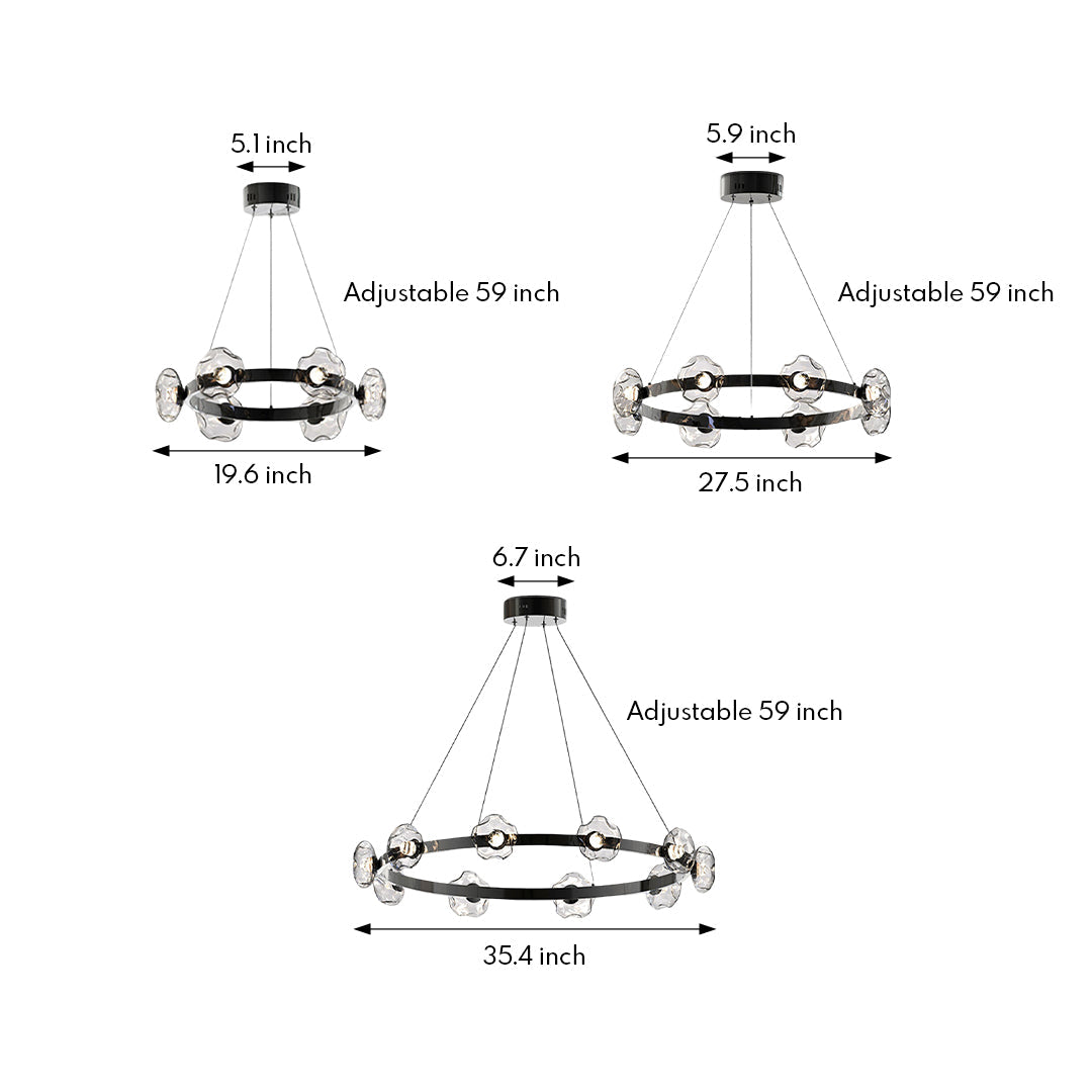 LED Dome Glass Ring Chandelier - Modern Nordic Ceiling Light