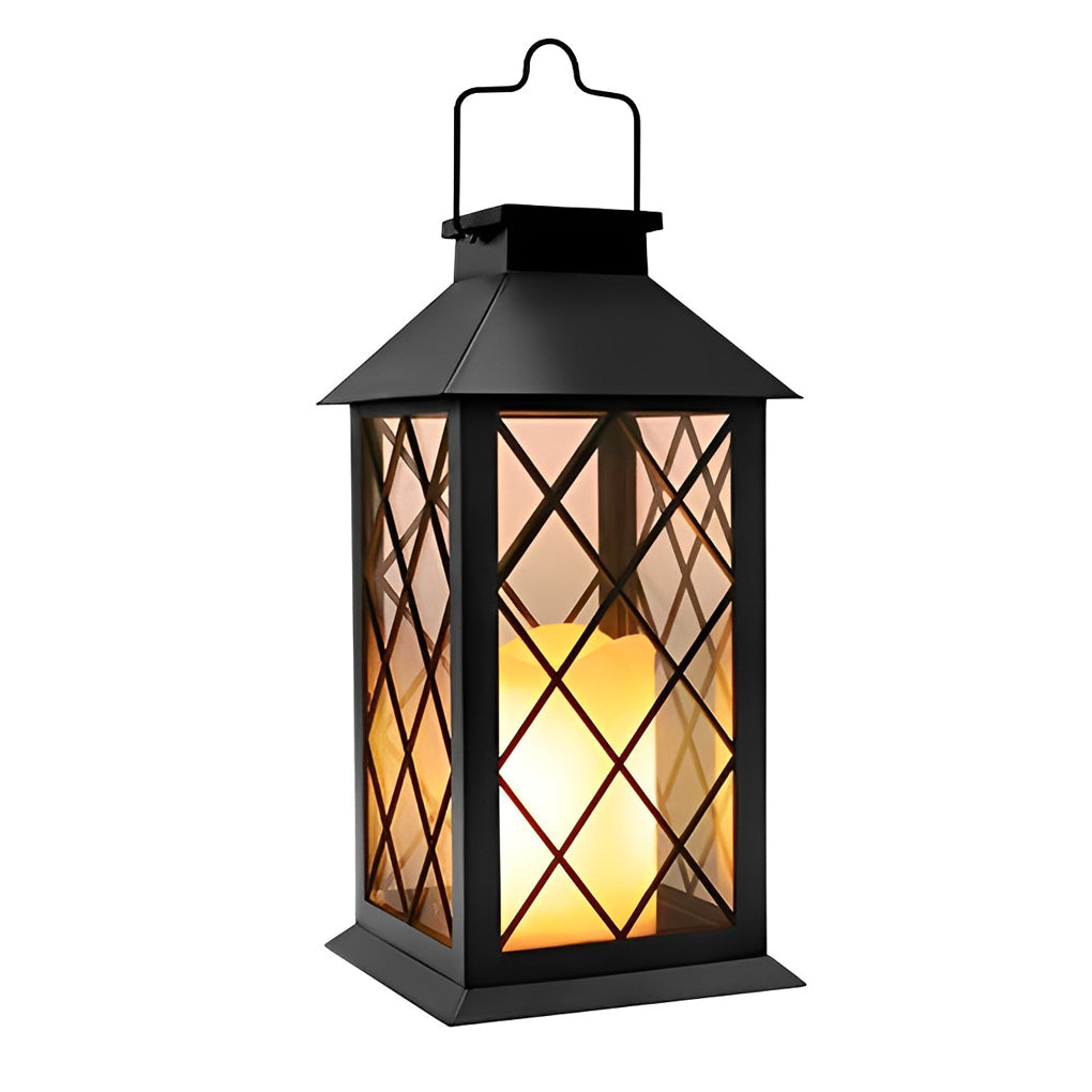 Candlestick Lantern Portable LED Solar Outdoor Lamp Black