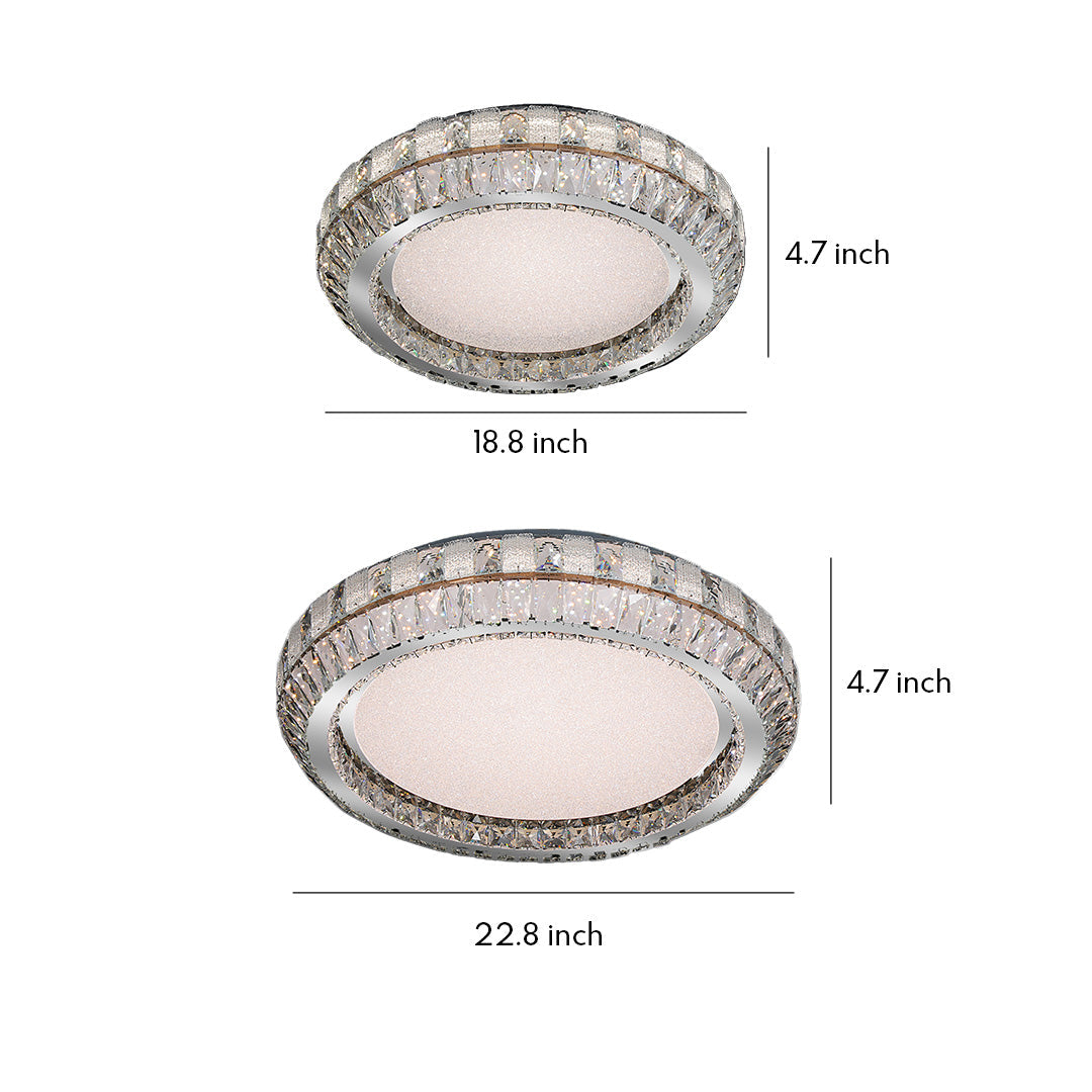 Contemporary Flush Mount Crystal Light Fixture - Luxury Ceiling Light for Modern Home Decor